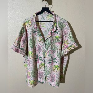 Printfresh Pink and Green Botanical Pajama Top